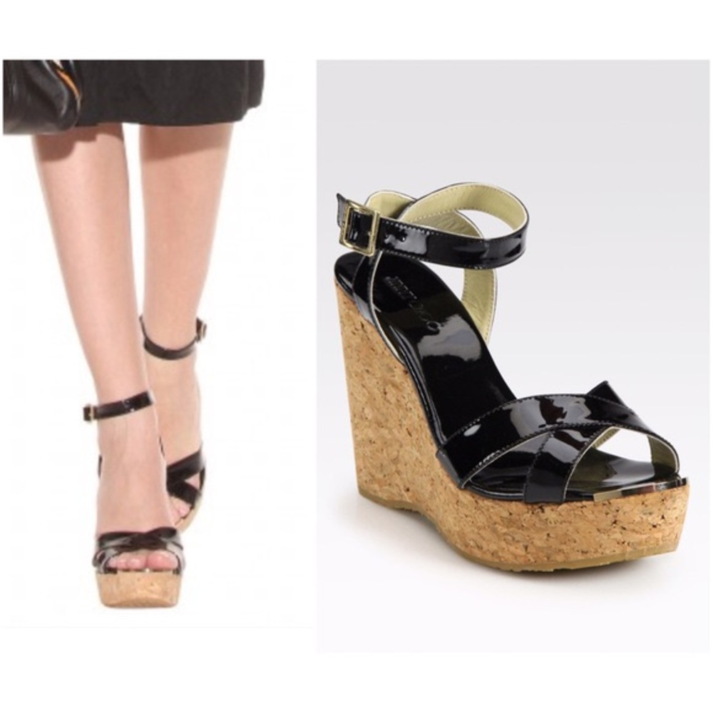 Jimmy Choo Black Patent Leather Wedges
